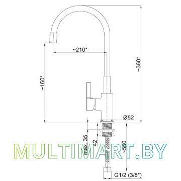 Смеситель Rubineta Flexy-33 (BK) картинка 3